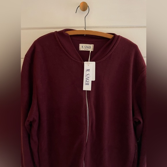 NWT M. Singer Men's Teddy Bomber Jacket in Wine Size XXL $228 - Picture 3 of 6